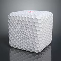 White Cube Shaped Electronic Device With Honeycomb Texture And Red Logo On Top 3d model