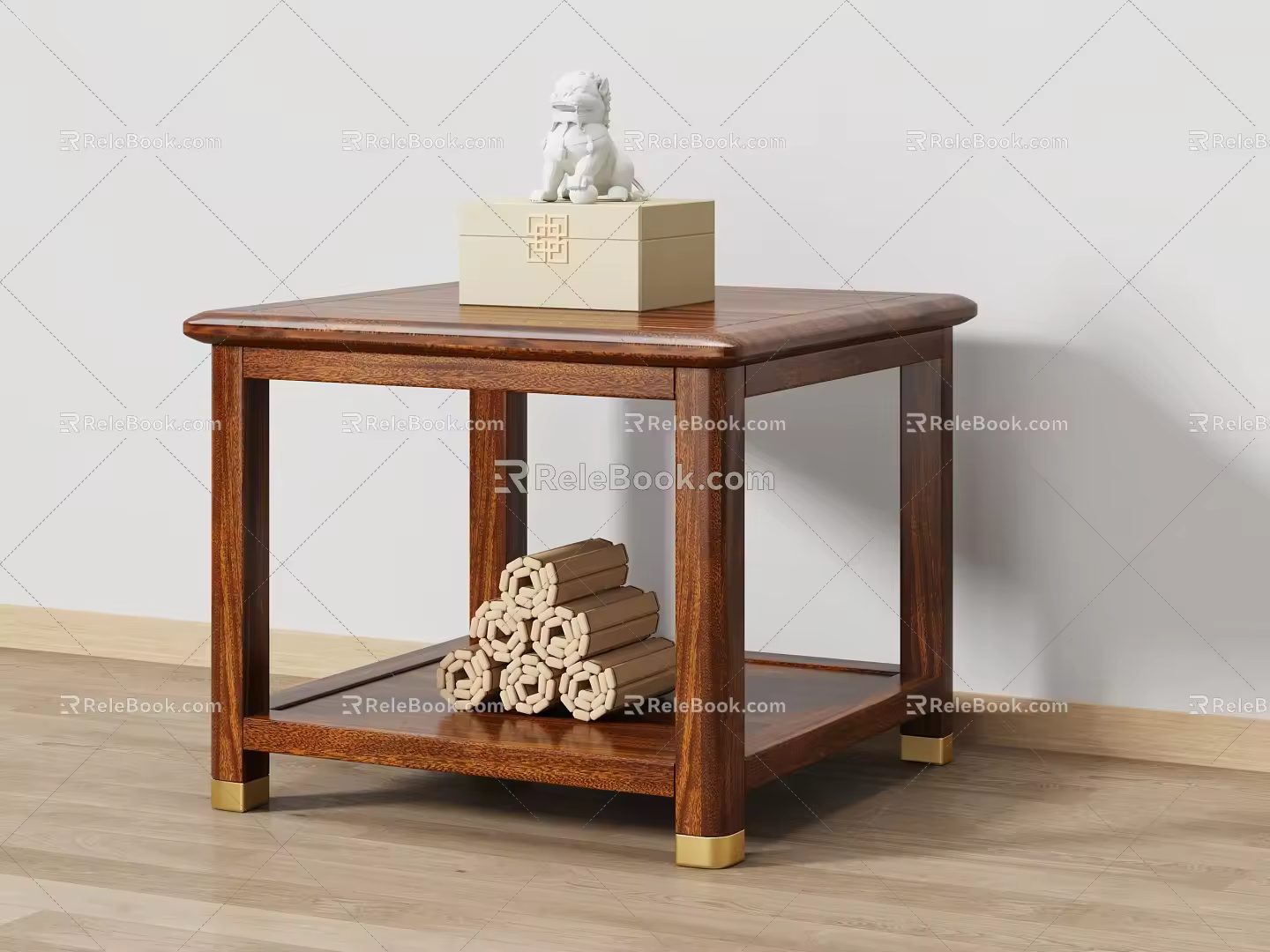 New Chinese Style Side Table Solid Wood Side Table 3d model