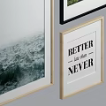 Framed Landscape Paintings With Ocean Waves Misty Forest And Green Plants