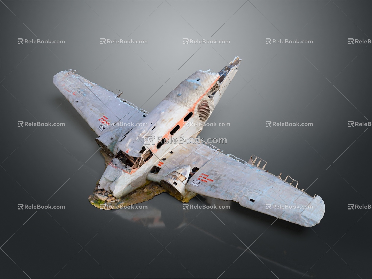 Modern Scrap Plane Crash Damaged Plane Crashed Plane 3d model