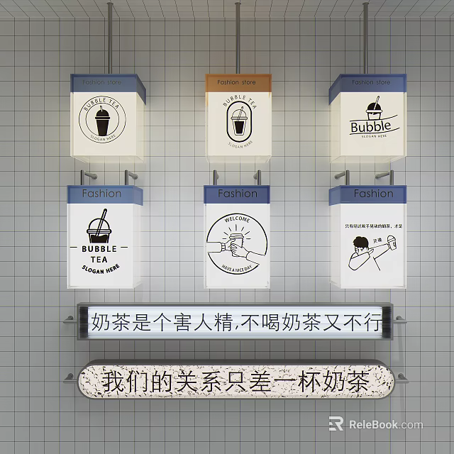 Modern Road Facilities With Traffic Signs Street Lamps And Guardrails 3d model 