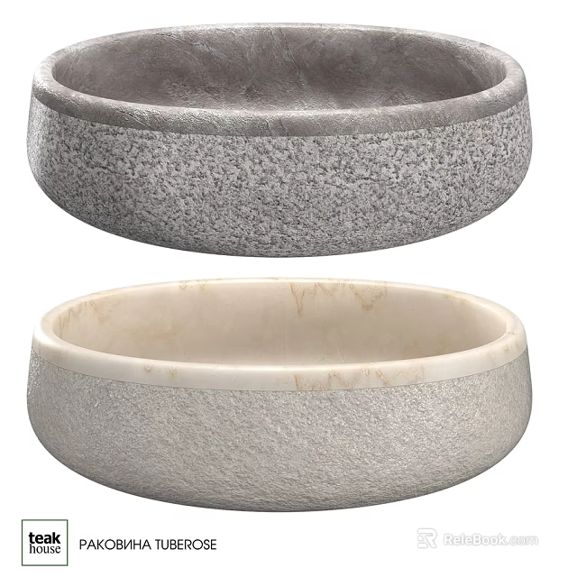Elegant Modern Round Textured Bathroom Washbasins With Granite And Marble Finishes 3d model 