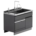 Stylish Modern Kitchen Sink Cabinet With Faucet Dish Rack And Drawers Design