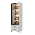 White Bathroom Cabinet Featuring Glass Doors Drawers Shelves Marble And Mirrors