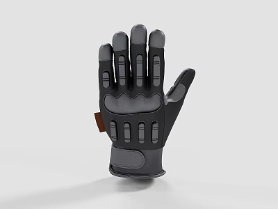 Black And Gray Protective Tactical Glove With Textured Design And Durable Material 3d model