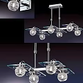 Modern Geometric Chandelier With Glass Shades Metal Frame And Multiple Bulbs