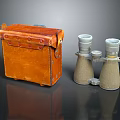 Scenic Natural Landscape View Through Vintage Brass Binoculars And Brown Leather Case