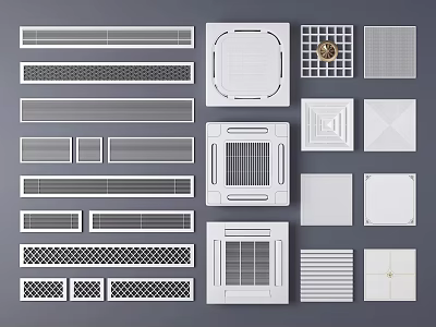 Assorted Air Conditioner Vents Featuring Various Designs and Grid Patterns 3d model