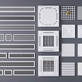 Assorted Air Conditioner Vents Featuring Various Designs and Grid Patterns 3d model