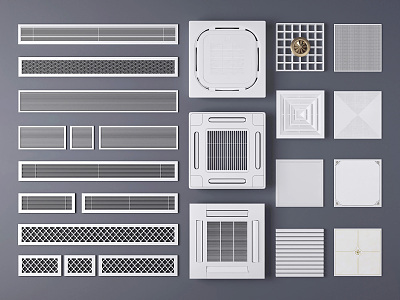 Modern air outlet central air conditioning aluminum gusset plate 3d model
