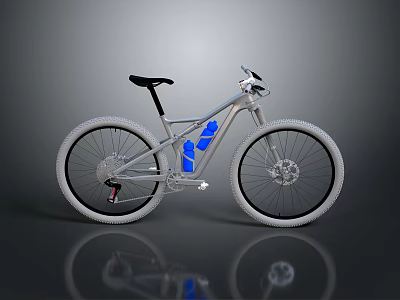 Silver and Blue Mountain Bike With Modern Frame Design Large Tires And Reflective Surface 3d model