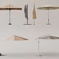 Outdoor Beige Fabric Umbrella Collection With Modern Designs And Stand Types