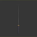 Traditional Japanese Katana Weapon with Blue Scabbard and Gold Accent Handle