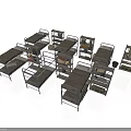 Modern Dormitory Interior With Multiple Bunk Beds And Storage Cabinets 3d model
