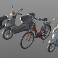Various Stylish Motorcycles With Scooter Designs Black Seats And Mirrors On Gray Background