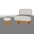 Modern Single Sofa Small Bench Plush Small Bench 3d model