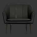 Gray Leather Accent Chair With Curved Backrest Armrests And Metal Legs