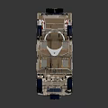 Military Vehicle Camouflage Patterned Open Top Design With Brown Seats Large Tires And Equipment