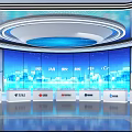 Futuristic Urban Digital Display With Large Screen City Skyline And Network Lines