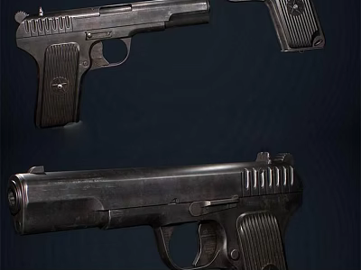 Vintage Pistol Design With Classic Metal Body Detailed Grip And Historical Appearance 3d model