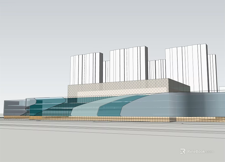 Modern Urban Architecture Design With Glass Curtain Walls And High Rise Buildings 3d model 