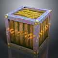 Wooden Crate With Metal Corners Yellow Top Pattern And Orange Side Text