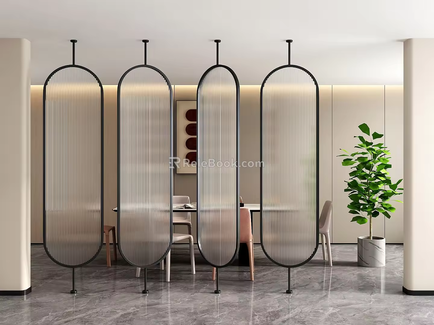 Screen Partition Glass Partition Changhong Glass Screen Partition Wall Partition Guest Restaurant Partition 3d model