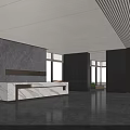 Modern Front Desk Reception Area With Marble Counter Lighting Design And Large Windows 3d model