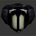 Futuristic Sci Fi 3D Character Bust With Helmet Green Accents And Armor Shoulders