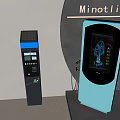 Modern Electric Vehicle Charging Station With Black And Light Blue Design And Digital