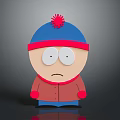 Cartoon Character Wearing Blue Hat Red Pom Pom Red Coat Blue Pants And Sad Expression