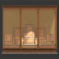 Elegant Classical Wooden Throne Structure With Carved Details Green Cushions And Steps