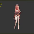 Game Character Design With Blonde Hair Green Beret And Green White Slim Fit Outfit