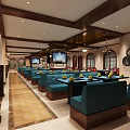 Elegant Hotpot Restaurant Interior With British Flag Chairs Dining Tables And Stoves