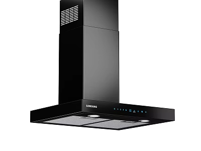 Sleek Black Modern Kitchen Hood Appliance With LED Lights And Control Panel 3d model