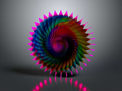 Colorful Floral Spiral Vase with Vibrant Gradient Hues and Petal Edges 3d model