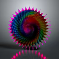 Colorful Floral Spiral Vase with Vibrant Gradient Hues and Petal Edges