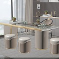 Light Luxury Tea Table and Chair 3d model