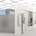 Modern Clothing Store With Glass Facade Logo Sign Display Racks And Outdoor Trees