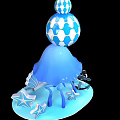 Ocean Themed Decorative Ornament With Blue Jellyfish Starfish Seashell Anchor And Patterned Balls