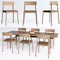 Nordic Dining Table and Chair Combination Dining Table and Chair Combination Dining Chair 3d model