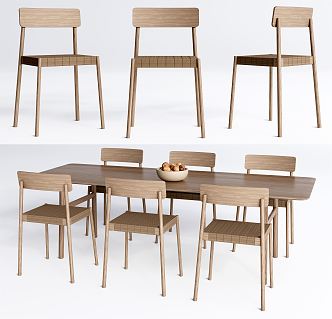 Nordic Dining Table and Chair Combination Dining Table and Chair Combination Dining Chair 3d model