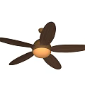 Modern Ceiling Fan With Five Wooden Blades And Built In Light