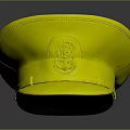 Stylish Military Naval Cap Featuring Brown Brim Black Crown Anchor Badge And Yellow Accent