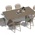Nordic Dining Table and Chair Combination 3d model