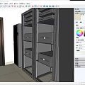 Black Storage Cabinet With Glass Doors And Adjacent Cabinet In White Wall Light Floor Room