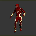 The Flash Superhero 3D Model In Red Costume With Yellow Lightning Running Pose
