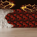 Stunning Lava Pattern Wall With Warm Wooden Floor Modern Interior Design 3d model