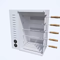 White Cabinet With Multiple Drawers Wooden Handles Side Ventilation Holes And Bottom Knobs