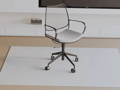 Modern Mesh Back Office Chair With Gray Seat Armrests And Metal Base Wheels 3d model